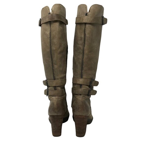 Born Womens Riding Boots W22441 Brown Leather Block Heel Zip Buckle Straps 9 - Picture 7 of 12